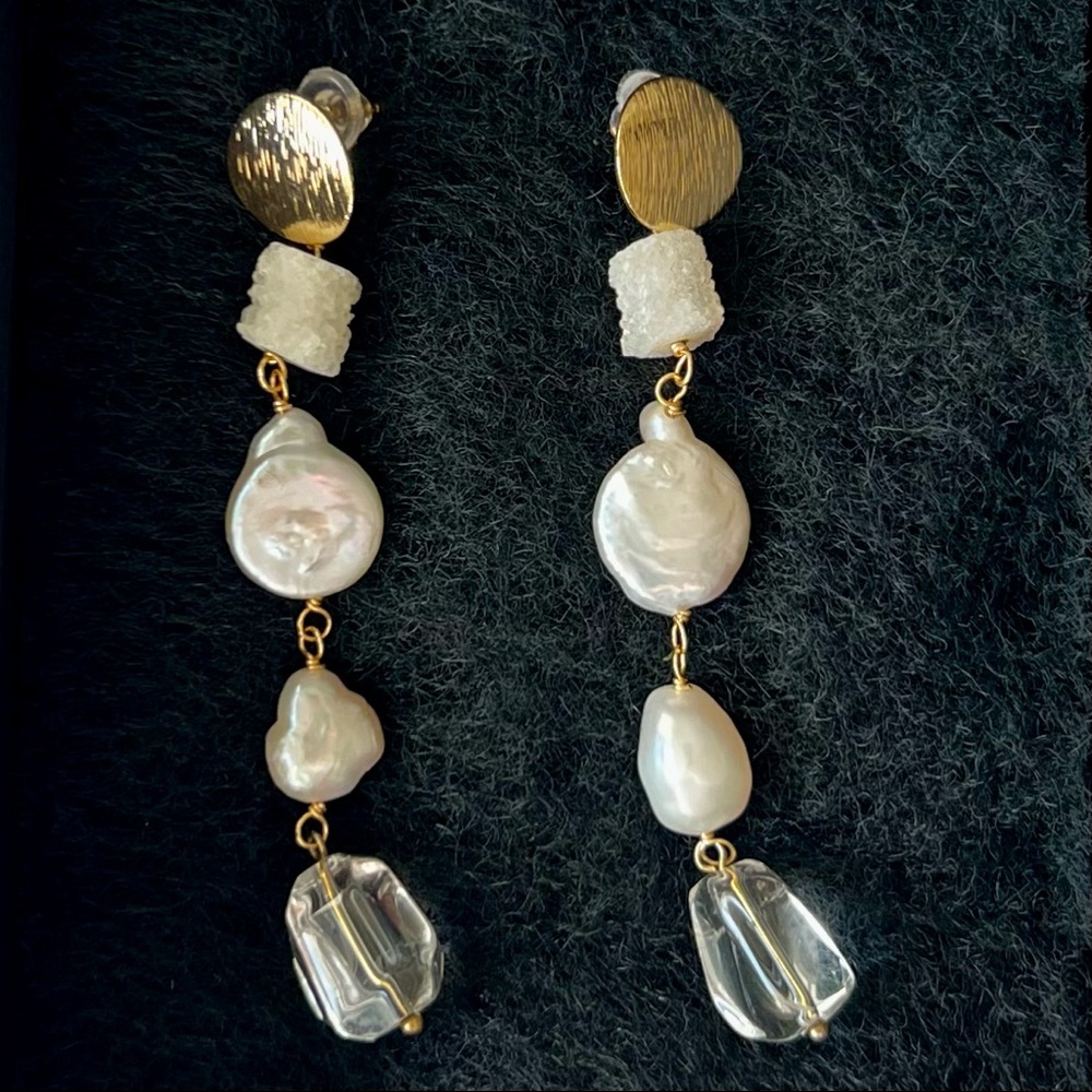 White Pearl Drop Earrings